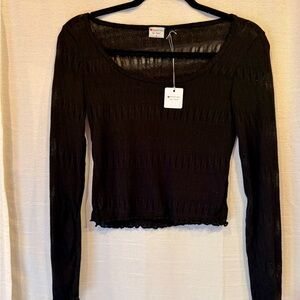 Poof! Black Sheer Long Sleeve Blouse